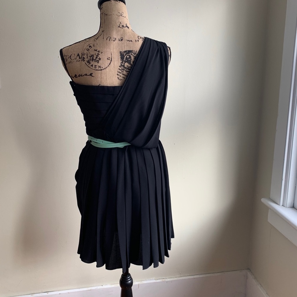 Rachel Roy one shoulder pleated black dress - Picture 7 of 15